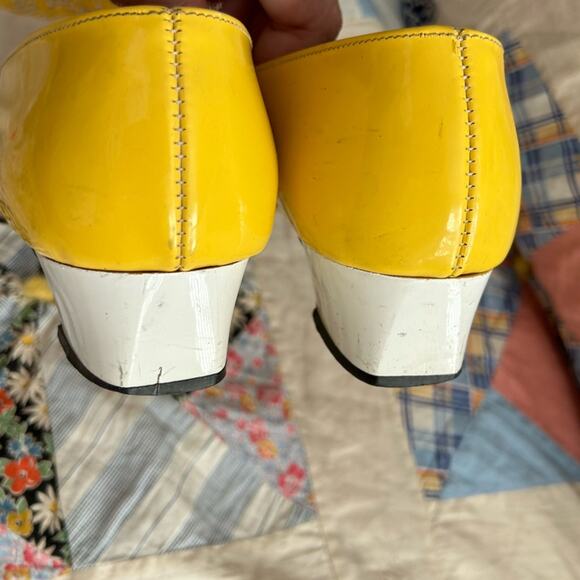 Di Ferlito Originals Yellow & White Patent Heels w Rosettes - Picture 7 of 11